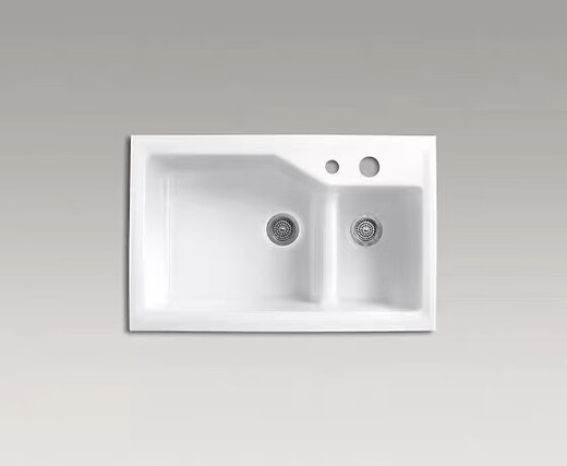 
Kohler K-3885T-2SD-0 Indi integrated tank cast iron kitchen basin 3886 sink vegetable wash basin