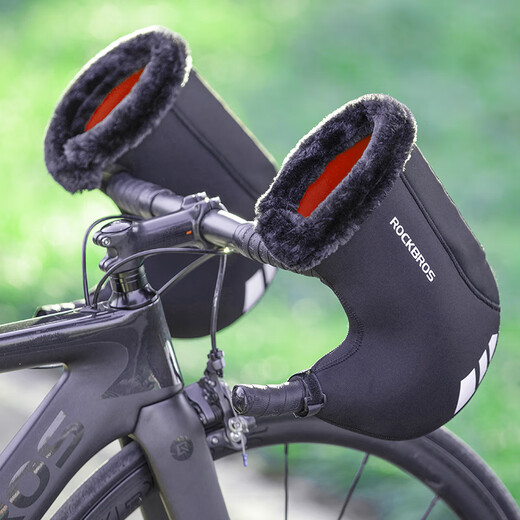 RockBROS (ROCKBROS) electric handlebar cover bicycle mountain road bike motorcycle riding thermal protection gloves windproof winter D16-B mountain bike protection gloves (electric bike, motorcycle, all size
