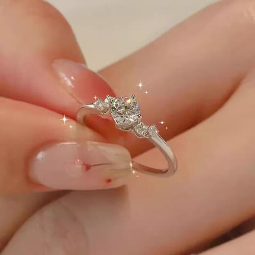 Olevo moissanite diamond ring sterling silver platinum plated 18k ring simulated proposal engagement wedding gift for girlfriend 1 carat imported moissanite opening adjustable size