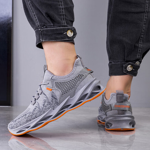 2025 new casual shoes men's breathable thin shoes men's trendy mesh shoes sports shoes running shoes blade shoes black and blue 40