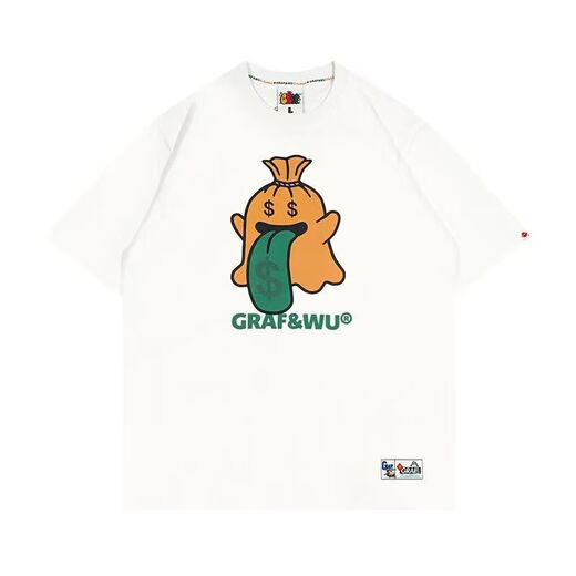 Fadenjue GRAF original brand BooGhost Cute Ghost 2.0 Earth Apple Orange Various Street Loose T-shirt Short Sleeve Black Devil 832# XL