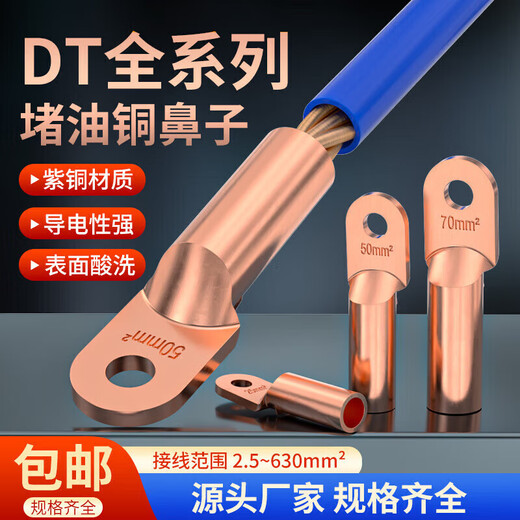 Bornier à nez en cuivre DT, fil de cuivre épais et connecteur de câble, 1016253595185 mètres carrés, cuivre épais DT16