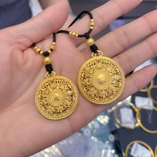 Yage gold-plated silver-covered eight-treasure compass pendant with the word 