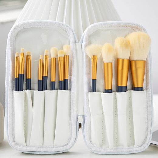 Shengyantang Makeup Brushes Complete Set of Loose Powder Eyeshadow Beginners Portable Travel Pack Makeup Tools Super Soft Set Chujian Makeup Brushes + White Zipper Jack Bag 14 Count