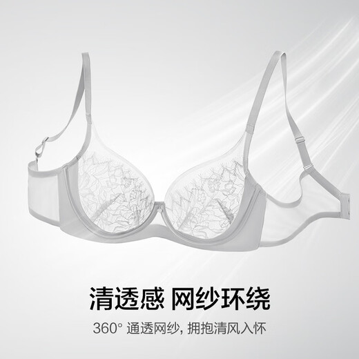 Liebe Frühlings- und Sommerblumenschattenunterwäsche für Frauen mit weicher Stahlring Dünne Tasse große Brüste mit kleinem BH AM13A761 Dawn Grey 55E 80d