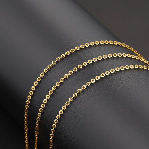 Kechu Jewelry 18K gold fashion new O-shaped cross necklace men's and women's clavicle chain brand plain gold 45cm3.72g1.7mm