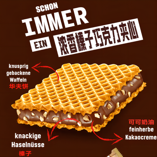 Ferrero Hanuta Chocolate Wafer Biscuits 220g Imported Casual Children's Snacks Afternoon Tea