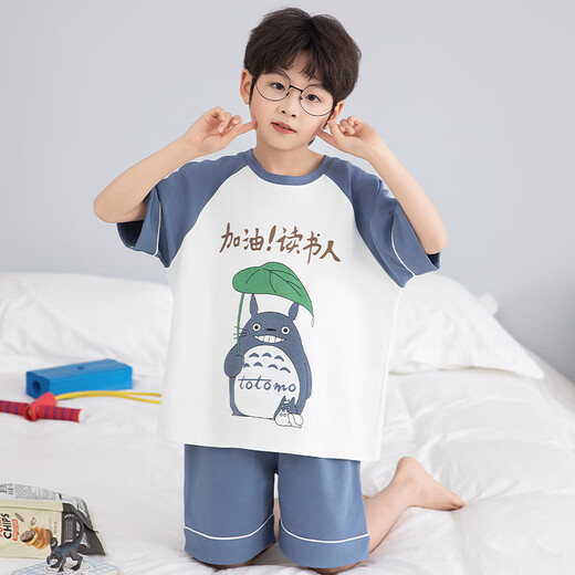 
New summer children's pajamas boys pure cotton shorts shorts big boys 6-15-year-old student baby home clothes Y693 chinchilla [100 pure cotton set] One size recommended 143cm65Jin [Jin equals 0.5 kg] within [16 sizes]
