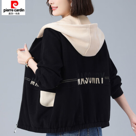 皮尔卡丹（pierre cardin）【4867人收藏】连帽卫衣女春秋新款休闲拼接中妈妈宽松大码开衫外 绿色 M (建议90至105斤)