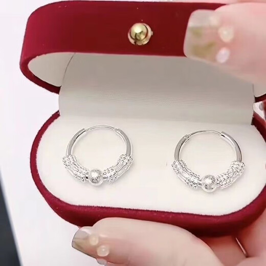 KZD999 sterling silver pure silver earrings women's Wangfu transfer beads earrings simple anti-allergic noble and elegant * silver transfer beads earrings Lao Feng Xiangtong 3.86