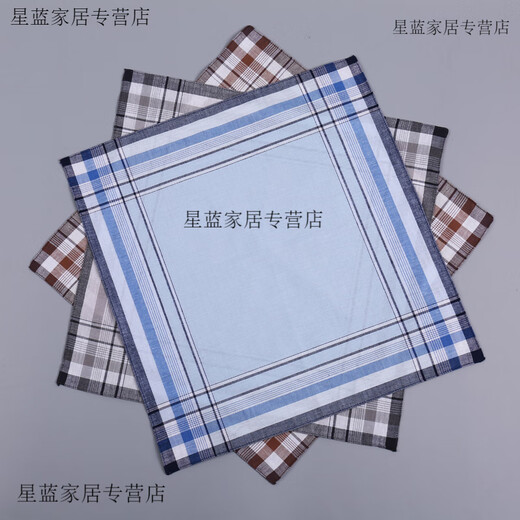Pure cotton water-absorbing sweat-wiping handkerchief middle-aged and elderly handkerchiefs, cotton men's thin old-fashioned nostalgic carry around 3 strips 440A-2 about 39CMx39CM