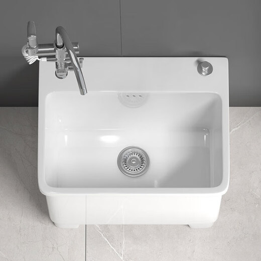 Balkon Mop Pool Keramik mit Wasserhahnloch integriert hohe Fußhaushalte Badezimmer Mop Pool Floor Basin Groove.