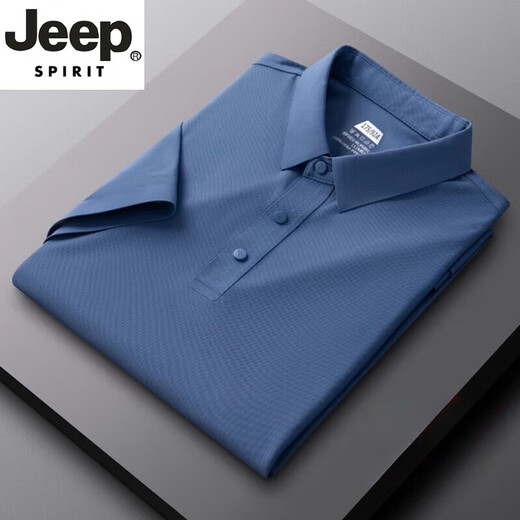 Jeep Spirit Jeep Polo. Hemd für das kurzärmelige T-Shirt von Männern für Papas Ice Silk Business Casual Summer Dünne Revers halbärmelte xyy1421 schwarz l