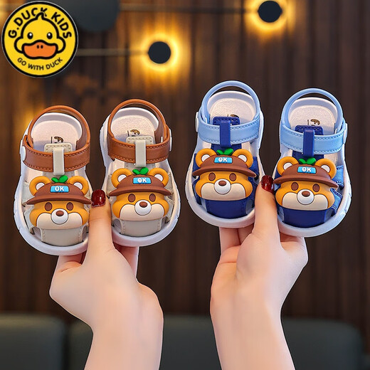 G.DUCKKIDS children's sandals in summer new style for boys' bag heads and hole shoes for small and medium-sized children and girls' babies cartoon non-slip beach shoes blue 16