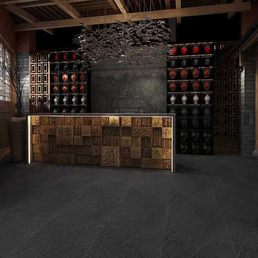 黑色奢石瓷砖600x1200仿古哑光黑白根通体砖商业场所防滑耐磨地砖 75077 600*1200-物流费咨询客服