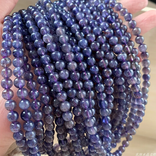 Shiyi natural see-through cordierite three-circle bracelet blue crystal tanzanite Buddha beads lapis lazuli blue crystal bracelet gift (S73) about 6-6.4mm