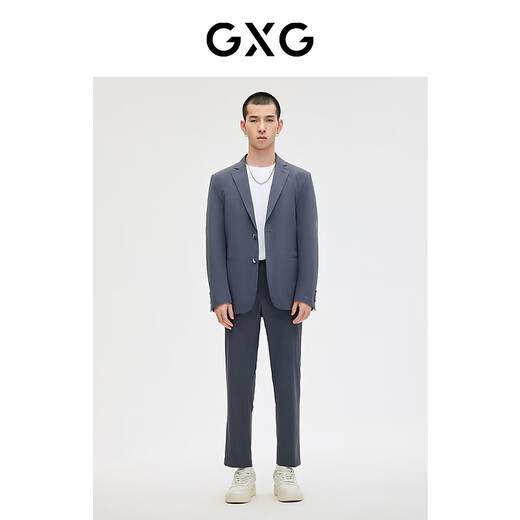 GXG男装商场同款蓝色简约基础休闲商务西装外套 2023年春季新款 蓝条1 L