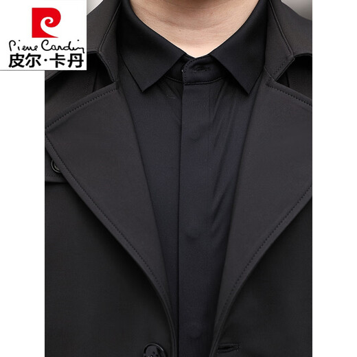 Pierre Cardin high-end men's windbreaker spring and autumn casual jacket slim short business versatile men's fashion top dark green plus cotton 3XL 190 recommended 180-200Jin Jin equals 0.5 kg