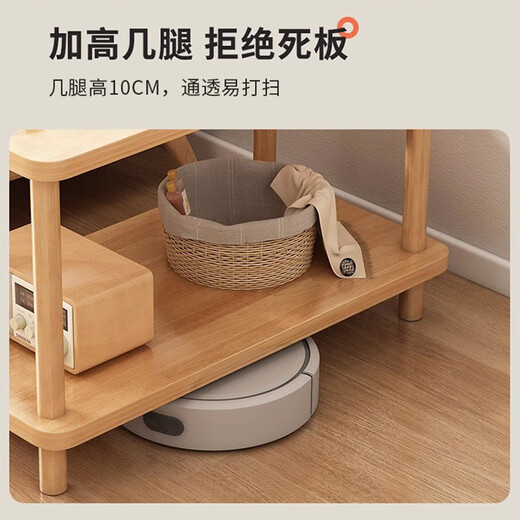Lingshu coffee table shelf imported rubber wood small solid wood simple living room bedside cabinet 0.6m*0.4m BJ-02