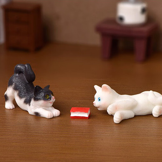 小橘猫摆件手工 仿真小猫桌面小摆件创意微景观树脂工艺品儿童卡 书桌+椅子+书(各1个)