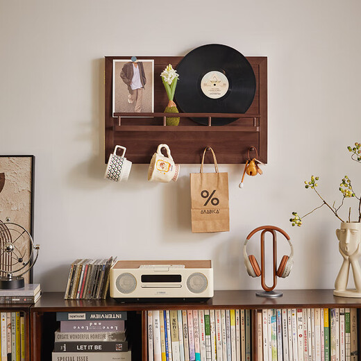 JIAYI Meter Box Decoration Painting Solid Wood Clothes Hanger Electric Switch Box Hanging Painting Blocking Switch Box Wall Hanging Entrance Painting Horizontal Style - Walnut Color