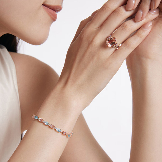 Chow Tai Fook ENZO Pink Realm 18K Gold Morganite Aquamarine Diamond Bracelet for Women EZV8786