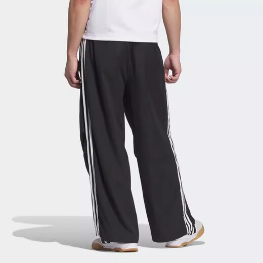 阿迪达斯 （adidas）三叶草男裤2025春季新款梭织运动裤时尚宽松休闲舒适透气直筒长裤 JW9896黑色裤脚可收口 L
