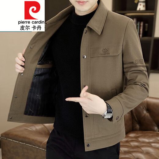皮尔卡丹（pierre cardin）男装春秋新款帅气翻领夹克潮流休闲上衣 826灰色 【春秋款】 L 【115-130斤】