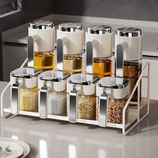 Hezhi seasoning box set seasoning utensils kitchen household sealed seasoning bottle salt jar oil pot storage combination 8-piece set oil pot * 4 + seasoning jar * 4