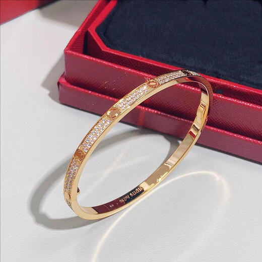 Yage 18K rose gold baby's breath bracelet for women counter version AU750 color gold full diamond bracelet real gold moissanite does not fade real gold electroplating 18k rose gold - size 16 wide version