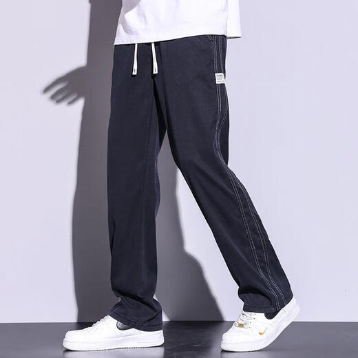 
[Brand code breaks the code to pick up the bargain] Trendy brand soft Tennis jeans for men loose straight-leg casual wide-leg pants for men ice 1048 black M (100Jin [Jin equals 0.5 kg]) equal code
