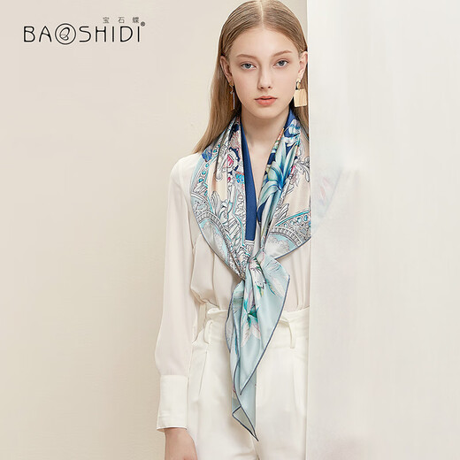 Gem butterfly silk scarf Hangzhou silk mulberry silk scarf shawl female mother birthday gift female red gift box blues verse