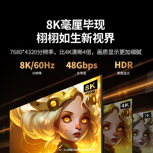 绿联 HDMI线2.1版 8K60Hz高清视频线支持2K144Hz 适用笔记本电脑PS5接电视投影仪 HDMI2.1【经典款】8K60Hz 1.5米