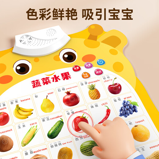 奕思瑞婴幼儿有声早教挂图拼音识字挂图数字看图识物点读发声儿童玩具 1张【认识动物】