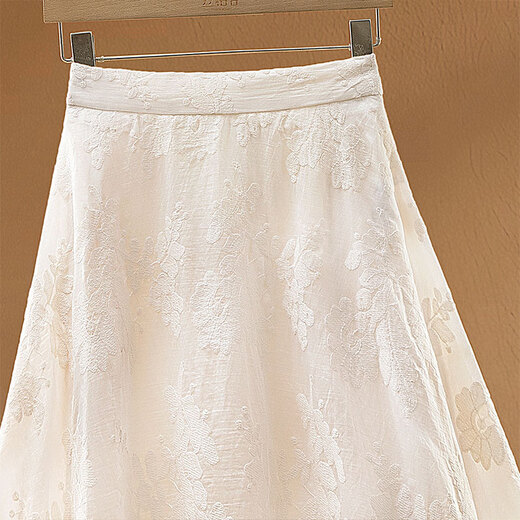 Cypress high-waisted skirt 2025 spring new women's fashion style embroidered mid-length large hem skirt
