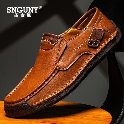 
SNGUNY high-end light luxury brand casual shoes men's 2025 spring new Doudou shoes men's cowhide leather business leather shoes men black [9916 four-season model] 38 (240mm)
