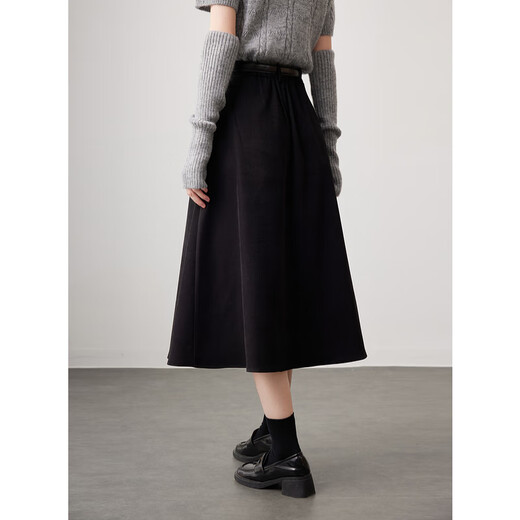 Sancai 2025 Spring New High Waisted Skirt Brushed A-Line Skirt Slimming Mid-Length Skirt Large Swing Umbrella Skirt for Women