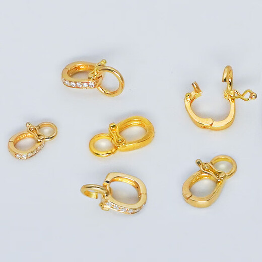 Fat Donglai's same K gold jewelry universal buckle 18K gold versatile universal accessories pendant buckle head can be connected through the opening 18k gold yellow 18K glossy large horizontal buckle