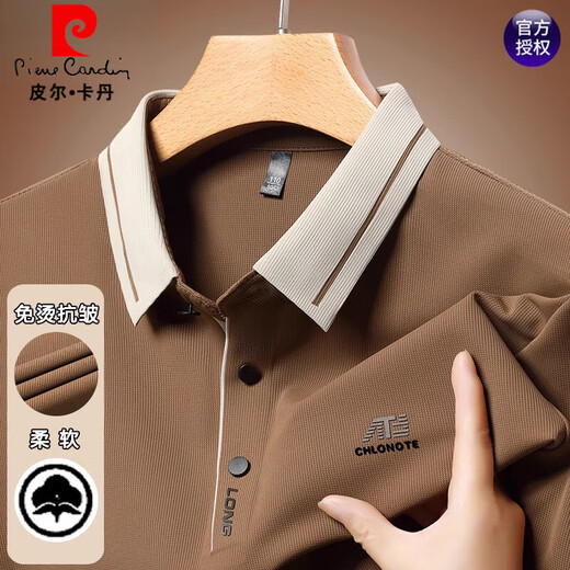 皮尔卡丹（pierre cardin）长袖t恤男士2025春秋季新款商务休闲宽松翻领打底POLO衫上衣男装 16823浅绿 M 165【建议95-120斤】