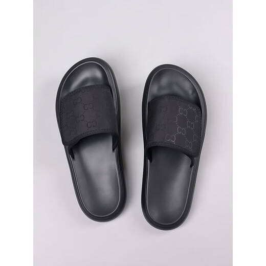 KLWP Slipper Herren Sommer 2025 Neue modische und vielseitige weiche Sohle Beachschuhe für Männer, die wasserdicht und tragensresistente Flip Flops schwarz 6189 38