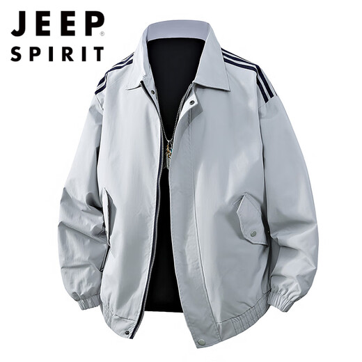 JEEP SPIRIT2025 Spring, Autumn and Winter New Lapel Burgundy Jacket Men's Loose Couple Coach Jacket Pilot Jacket Large Size Plus Size Men's Clothing-Burgundy 2XL