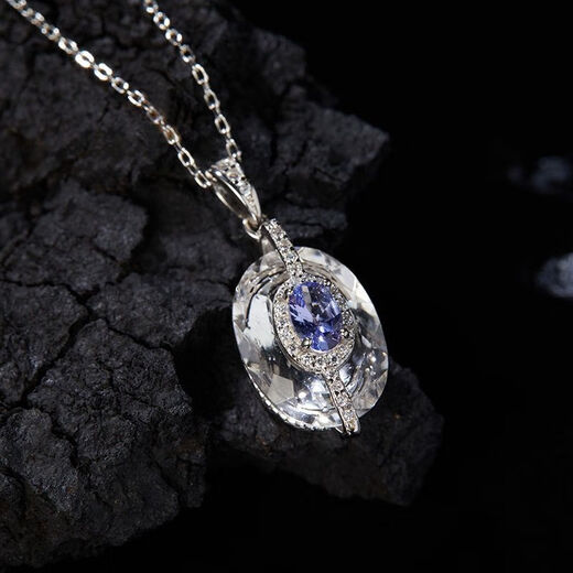 Shilian new design S925 sterling silver inlaid with natural tanzanite white crystal color treasure necklace women's high-end pendant necklace necklace