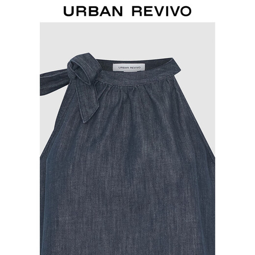 UR2025 Spring New Women's Retro Casual Bow Sleeveless Denim Shirt UYU850007