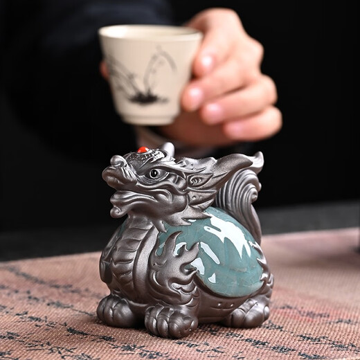Xixi Taitai Creative Purple Clay Lucky Dragon Turtle Tea Pet Ornament Boutique Opening Table Tea Ceremony Tea Play Accessories Tea Tray Decoration Ge Kiln Dragon Turtle