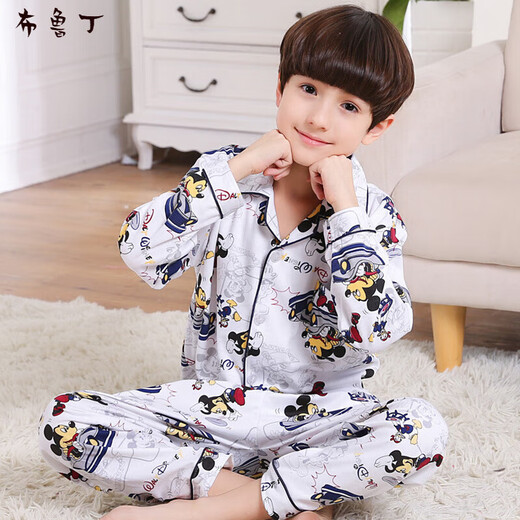 Brudin Kinderpyjamas Männer 7-12 Jahre alte Pure Cotton Kinderpyjamas Summer Boy Set reines Baumwoll kleine mittelgroße Kinder Frühling und Herbst Langarm Runde 826 Handstand Affe 22 Größe Empfohlener Höhe 160-165 cm