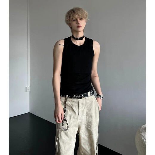 
Digada Sleeveless T-shirt Men's Summer New Sports Fitness Vest Trendy Brand High-end American Base Shirt Underwear T-shirt BNGYL-7100 Black XL