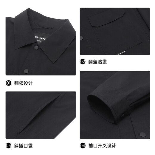 Lilang Shurote Jacket Men's Thin 25 Spring Men's Jacket Easy Care Lapel Black L170/88A