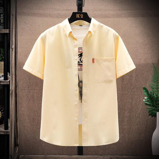 皮尔卡丹（pierre cardin）雷丹奴新款牛津纺短袖衬衫夏季薄款男士休闲衬衣宽松商务上衣 682藏青色 M 请参考尺码表下单