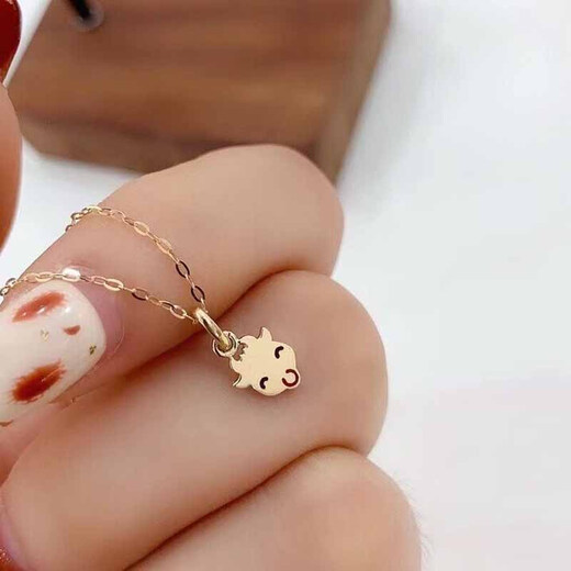 Chuxiao Korea imported pure 14k gold gold pendant female mini fashion calf pendant zodiac animal necklace pendant separate pendant without chain