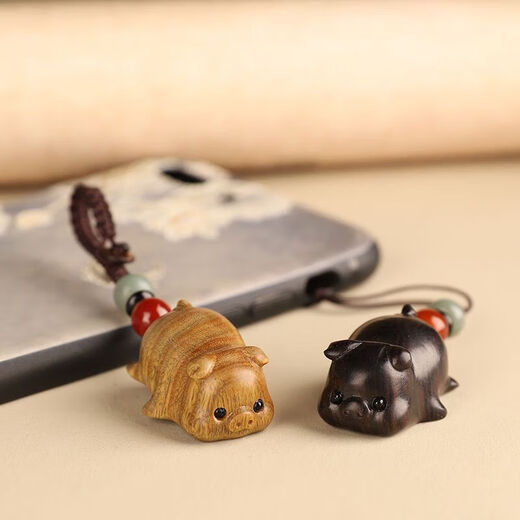 [Flagship store same origin] Ebony wood lucky pig key chain hanging decoration mobile phone chain car pendant peace cultural relics gift red sandalwood pig pendant